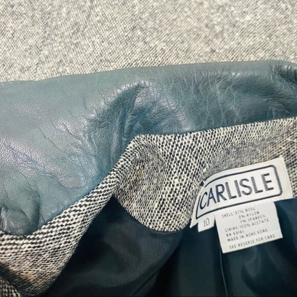 CARLISLE Vintage Wool Blazer Salt 'n' Pepper Tweed Style Jacket Black White 10 - Picture 8 of 12